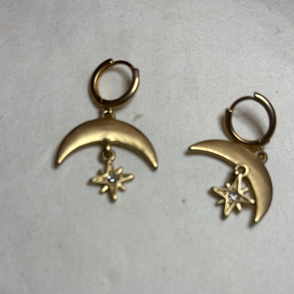 Gold Crescent Moon Earrings
